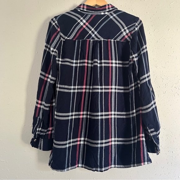 Motherhood Maternity Navy Pink Plaid Shirt Button Down Flannel Casual Medium - Picture 4 of 6